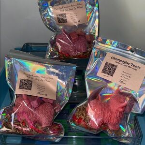 Love spell Highland cow Goat milks soap bar with mini Teddys included pink